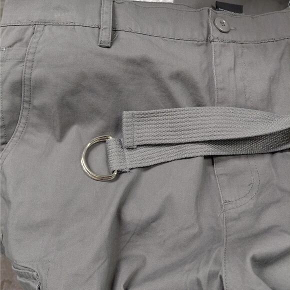 Men’s Belted Cargo Work Pants 40W x 30L Gray Cotton Utility Pockets Ashly Heroe - Picture 7 of 7